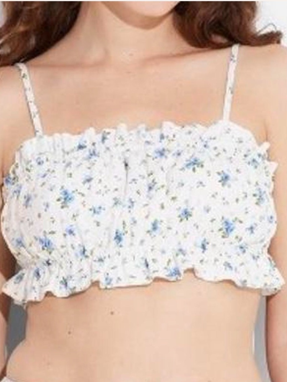 wild fable White Floral Smocked‎ Cropped Cami, Size XXL, NWT